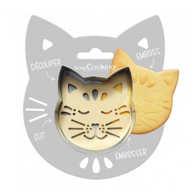 Tampon biscuit chat en bois