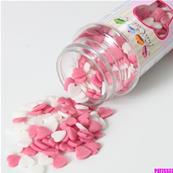 Mini coeurs roses et blancs en sucre