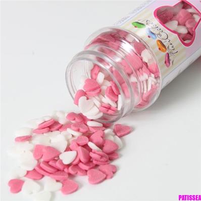 Mini coeurs roses et blancs en sucre