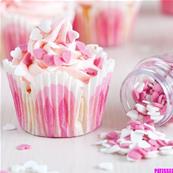 Mini coeurs roses et blancs en sucre