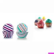 Caissettes rayures vertes et violettes x100