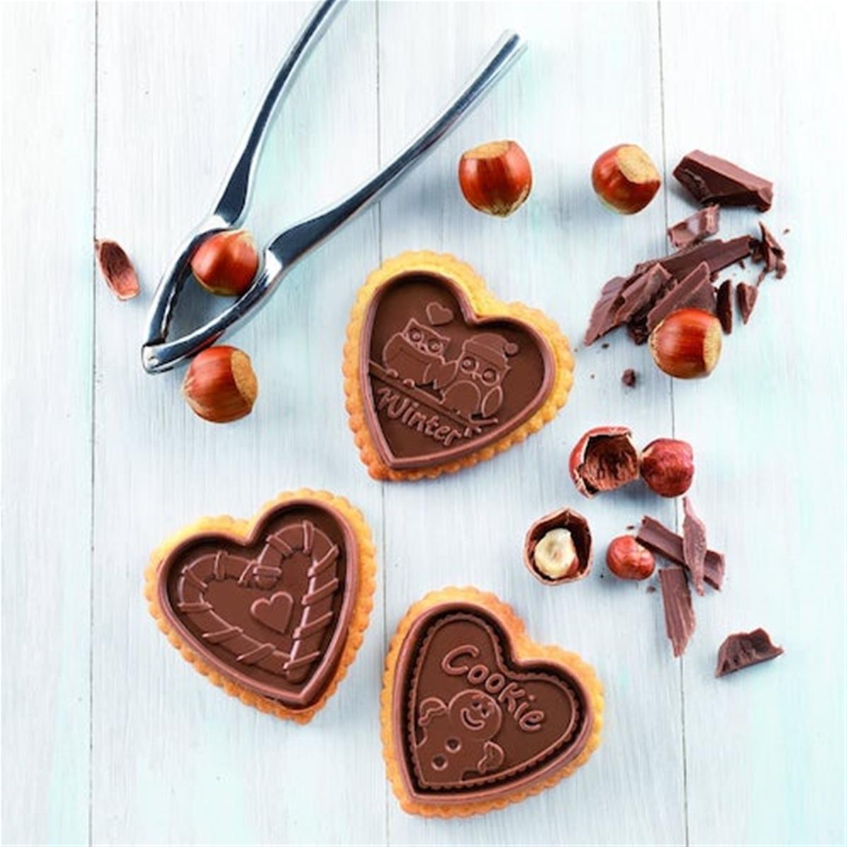 Kit biscuits Cookie choc cœurs Hearts Silikomart Patissea