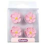 Décors en sucre fleurs roses x12