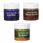 Lot 3 colorants bleu vert marron