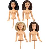 4 Mini bustes de poupées pour gâteau princesse