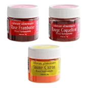 Lot 3 colorants rose rouge jaune