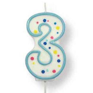Bougie d'anniversaire bleue chiffre 3